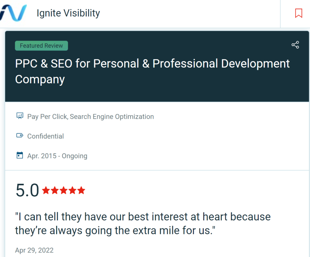 Ignite visibility 5 stars review