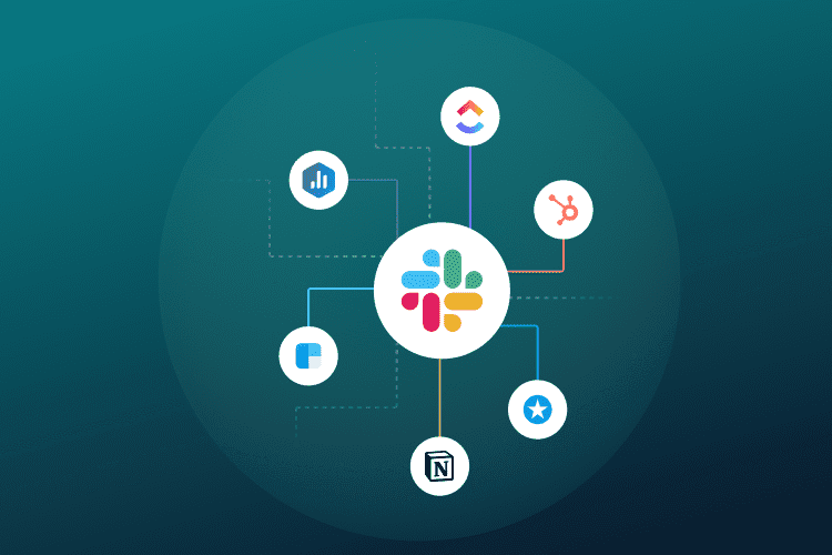 slack in the middle, and other integrations around it