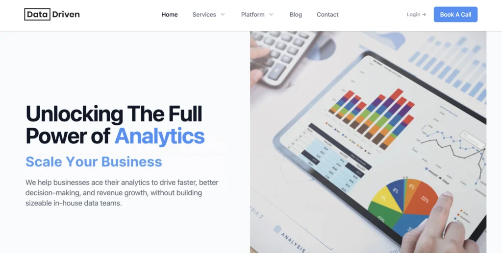 DataDriven hero section Unlocking The Full Power of Analytics